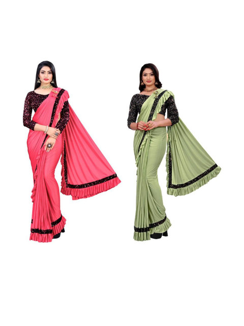 HARIOM FASHION Sequinned Saree