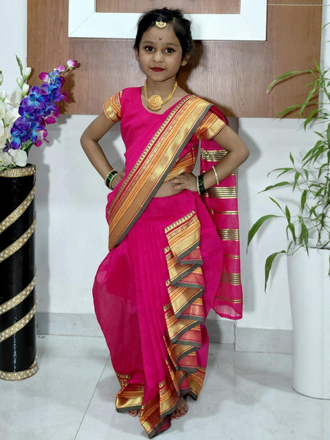 Mom and Me Girls Art Silk Sarees - Image 4