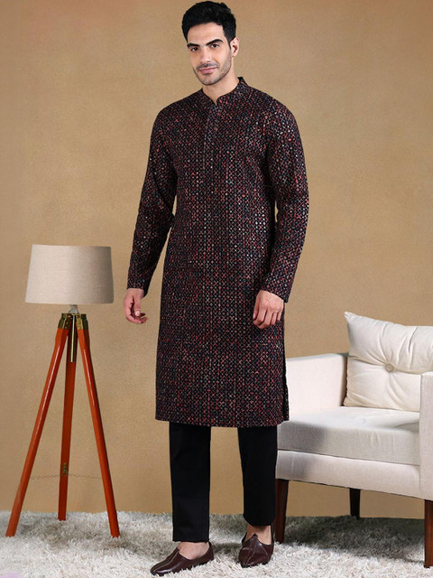 House of Pataudi Men Ethnic Motifs Printed Festive Straight Kurta - Image 3