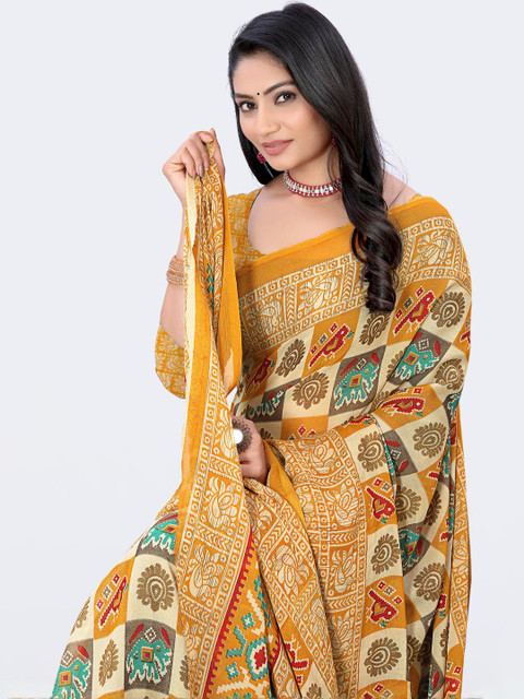 HARIOM FASHION Ethnic Motifs Printed Saree