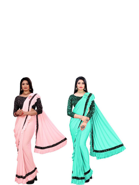 HARIOM FASHION Multi Lycra Sarees