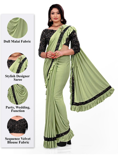 HARIOM FASHION Red Lycra Sarees