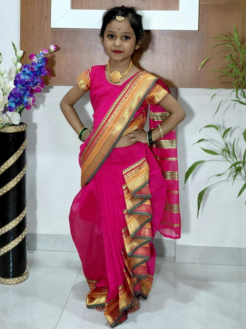 Mom and Me Girls Art Silk Sarees - Image 6