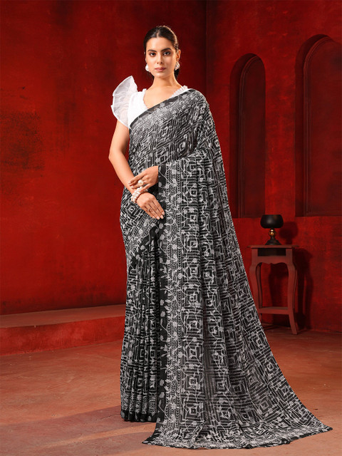 Garden Vareli Brasso Geometrical Printed Saree
