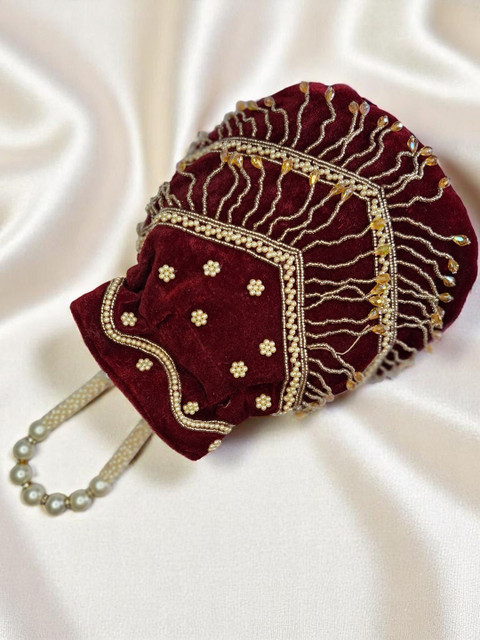 Anandi Embroidered Velvet Potli Clutch