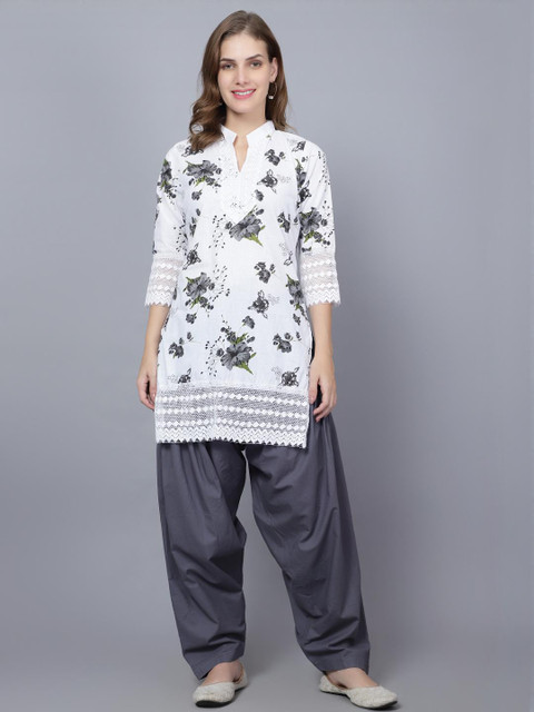 Mytrendzs Women Grey Pure Cotton Kurtis