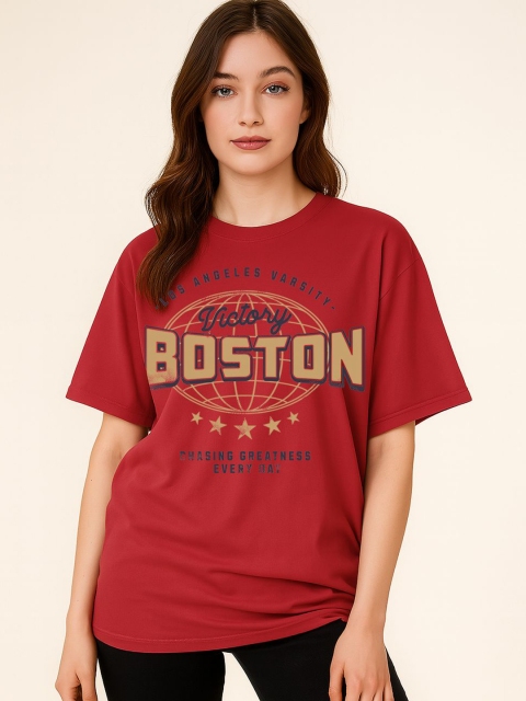 DILLINGER Women Oversized Crew Neck Printed Tshirt