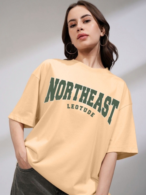 Leotude Graphic Printed Drop-Shoulder Sleeves Oversized T-shirt