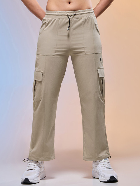 Technosport Women Slim-Fit Mid-Rise Cargo Parachute Track Pant