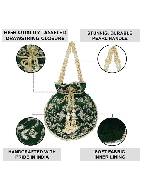 Peora Embroidered Potli Clutch - Image 7