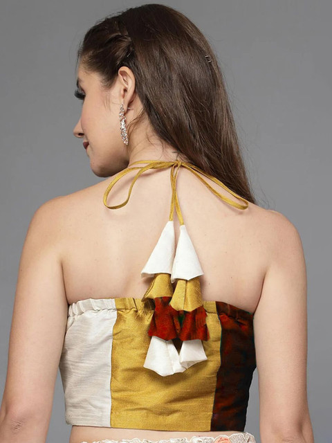 Utsav Fashion Color Blocked Halter-Neck Saree Blouse - Image 2