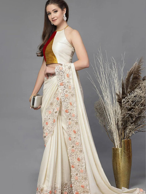 Utsav Fashion Color Blocked Halter-Neck Saree Blouse - Image 3