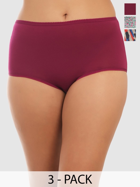 DressBerry Pack of 3 Printed High-Rise Hipster Full Coverage & Soft Briefs MVP-1033-COMBO