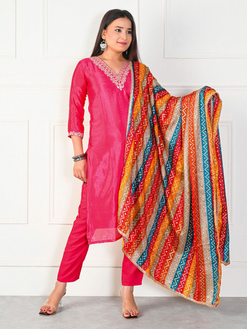 Apratim Printed Cotton Silk Leheriya Dupatta