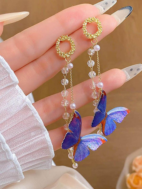 Anouk Gold Plated Artificial Stones Studded & Beaded Quirky korean Drop Earrings