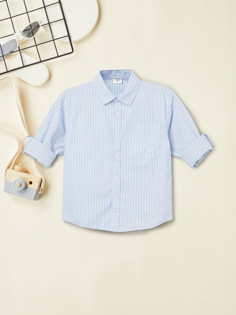 max Boys Striped Spread Collar Cotton Shirt