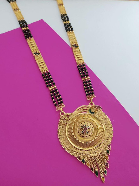 Womens Gold Plated 3Layer Manglasutra For Wedding & Occasion wear Jewellery Long Mangalsutra28Inch