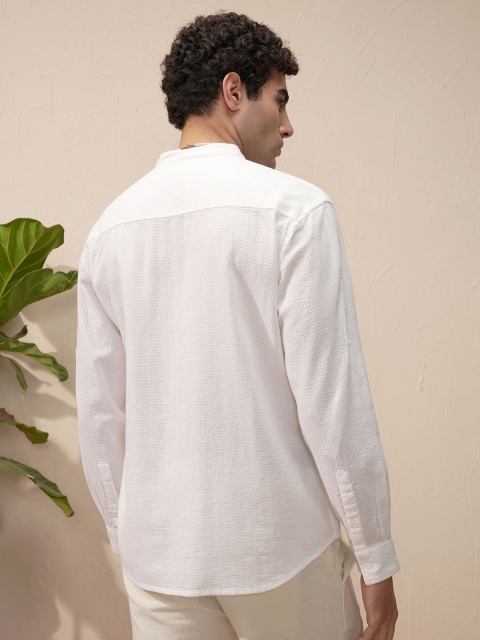 HIGHLANDER Mandarin Collar Relaxed Fit Cotton Shirt - Image 5