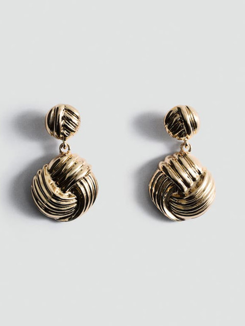 MANGO Intertwined Design Drop Earrings