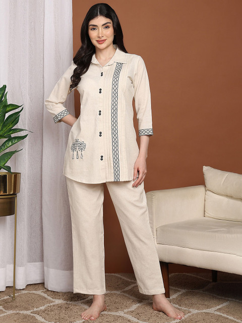 ETC Printed Shirt Collar Shirt With Trousers Co-Ords