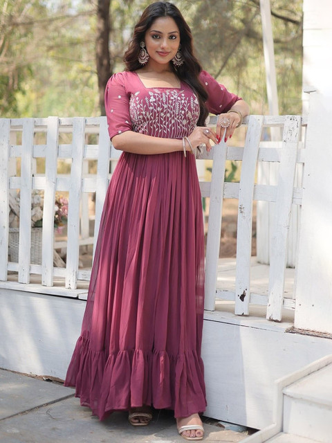 FoxDX Embroidered Gown Maxi Ethnic Dresses