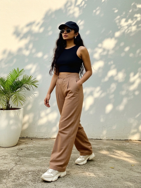 glitchez Women Carrot Fit Cropped Trousers