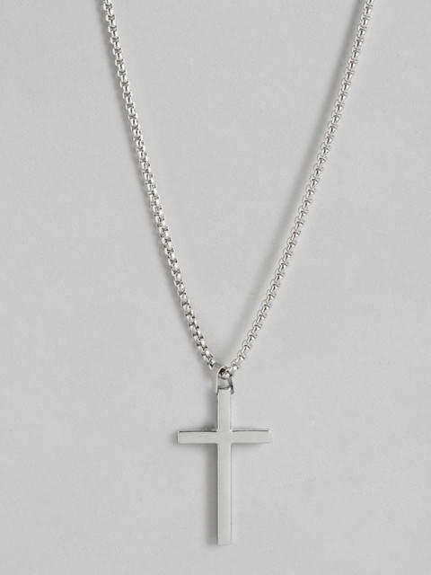 P. R. PRINTS Silver-Plated Stainless Steel Jesus Christ Cross Pendant With Chain
