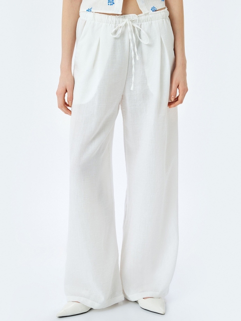 Koton Women Straight Fit Mid-Rise Trousers