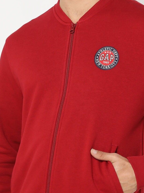 GAP Men Logo Embroidered Stand Collar Front-Open Sweatshirt - Image 2
