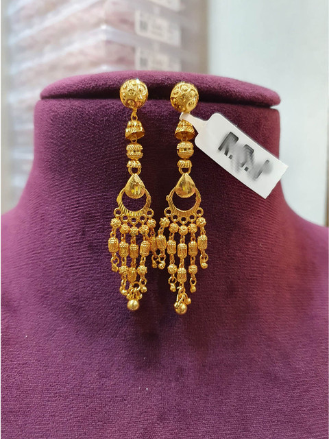 Anshenterpris Gold-Plated Hanging Sui Dhaga Contemporary Drop Earrings
