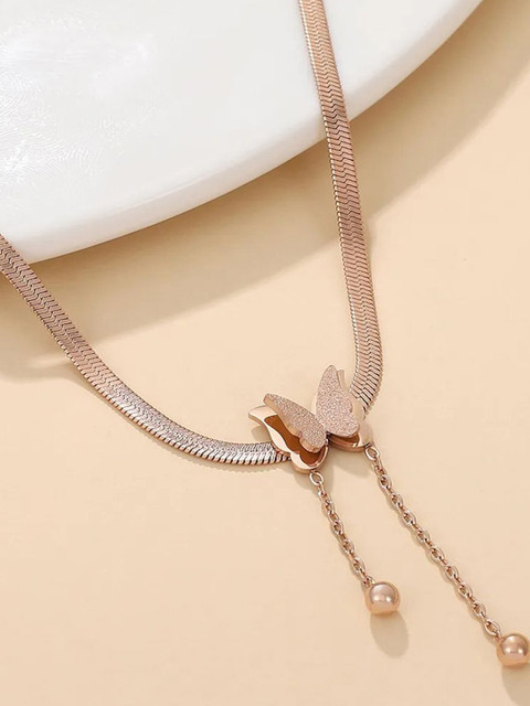 GOLDIWALA Rose Gold-Plated Stainless Steel Chain Necklace - Image 4