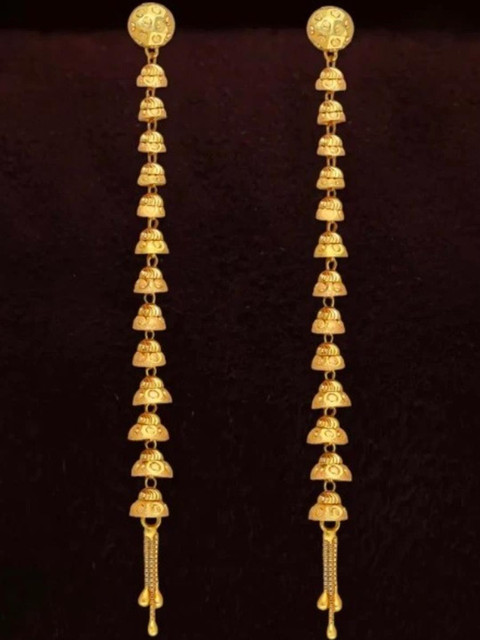 JUNKY JEWEL Women's Gold Pleated Jhumkas