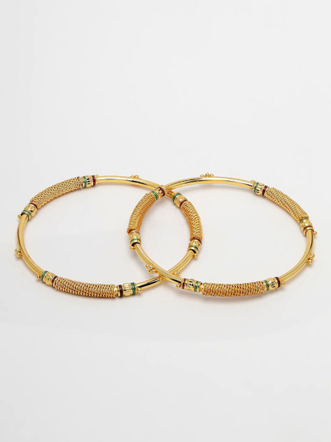 Anouk Women Set of 2 Gold-Plated Handcrafted Traditional Bangles - Image 2