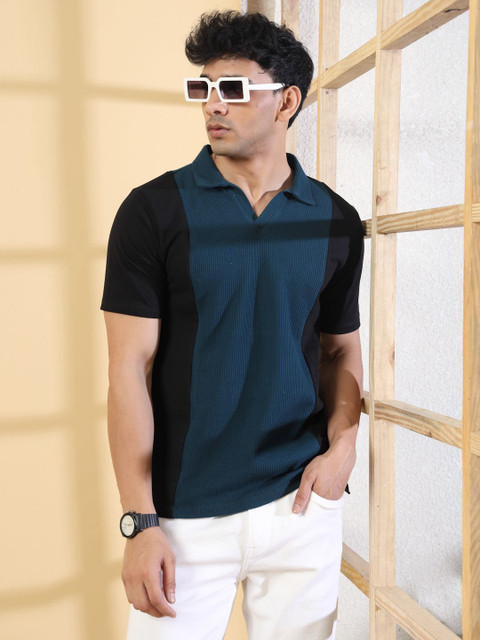 Rigo Colourblocked Polo Collar Cotton T-shirt