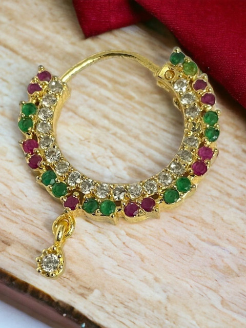 Opal Touch Gold-Plated Cubic Zirconia Septum Nosepin