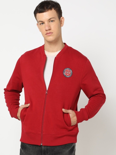 GAP Men Logo Embroidered Stand Collar Front-Open Sweatshirt