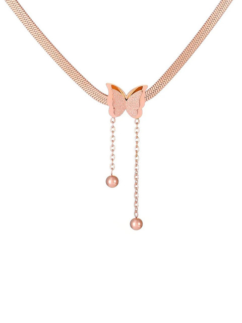 GOLDIWALA Rose Gold-Plated Stainless Steel Chain Necklace - Image 3