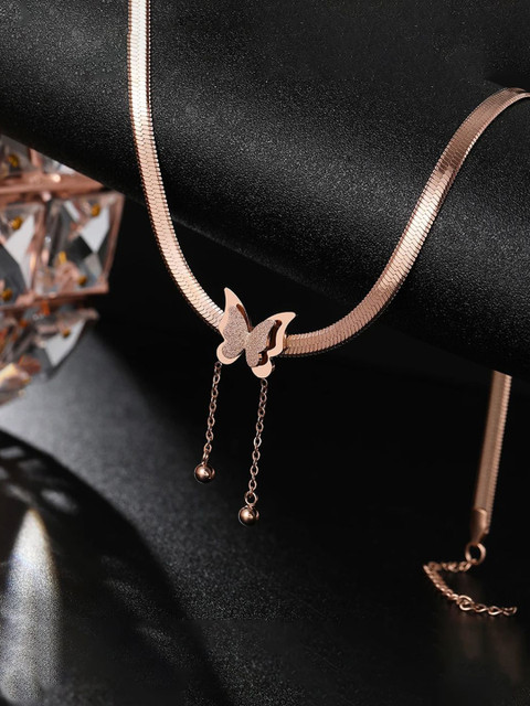 GOLDIWALA Rose Gold-Plated Stainless Steel Chain Necklace - Image 5