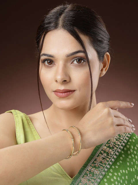 Anouk Women Set of 2 Gold-Plated Handcrafted Traditional Bangles - Image 5