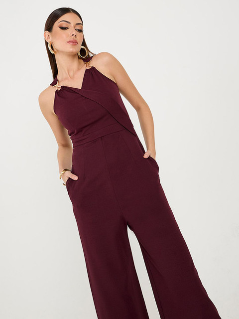 Miss Chase V-Neck Basic Jumpsuit