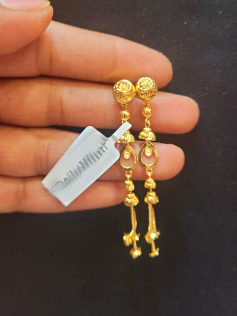 Anshenterpris Gold-Plated Hanging Sui Dhaga Contemporary Drop Earrings