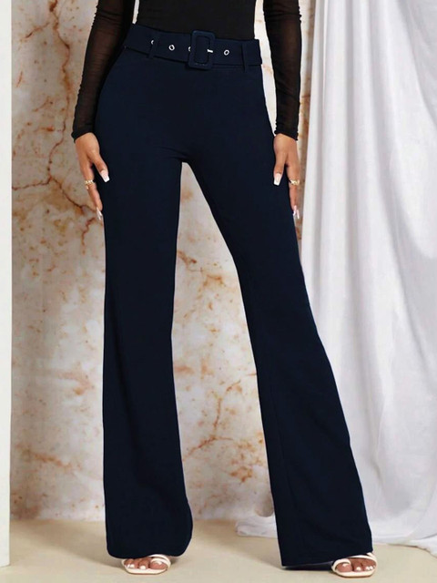 Stylecast X Slyck Solid Belted Flared Trouser