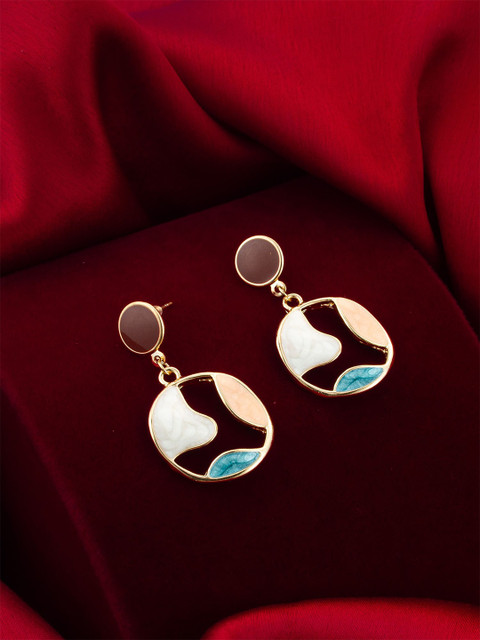 aadita Gold-Plated Circular Drop Earrings