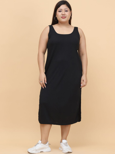 theRebelinme Plus Size Cotton A-Line Midi Dress