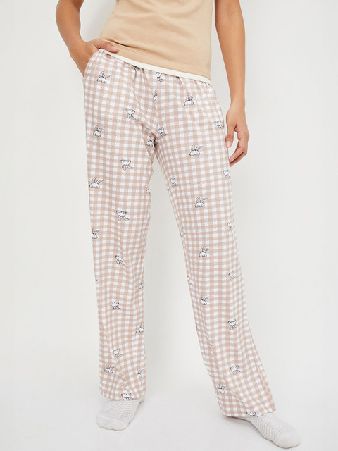 max Women Checked Cotton Lounge Pants