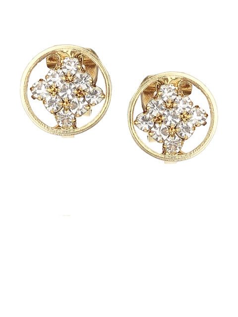 FirstBlush Gold-Plated American Diamond Stones Studded Circular Shaped Clip On Studs