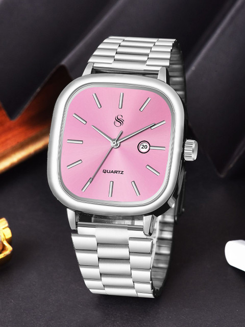 Shocknshop Unisex Dial & Stainless Steel Straps Analogue Multi Function Watch WCH148Pink
