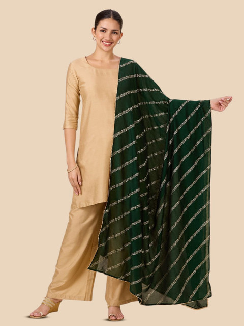 Studio Shringaar Floral Printed Gotta Patti Dupatta