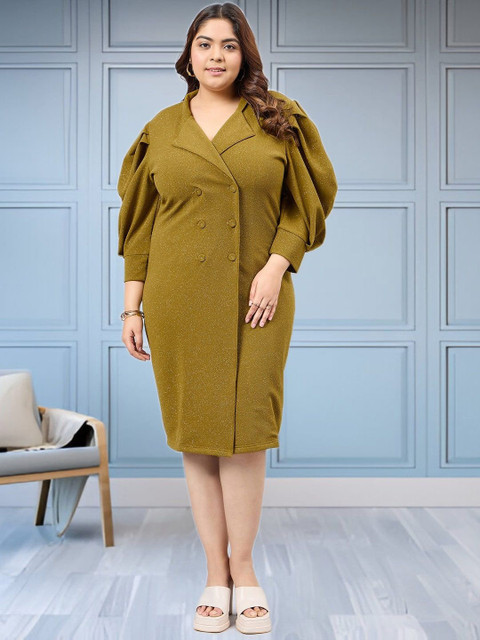Sztori Women Puff Sleeve Plus Size Blazer Dress
