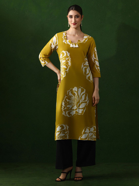 Jaipur Kurti Women Floral Embroidered Cotton Kurta - Image 2